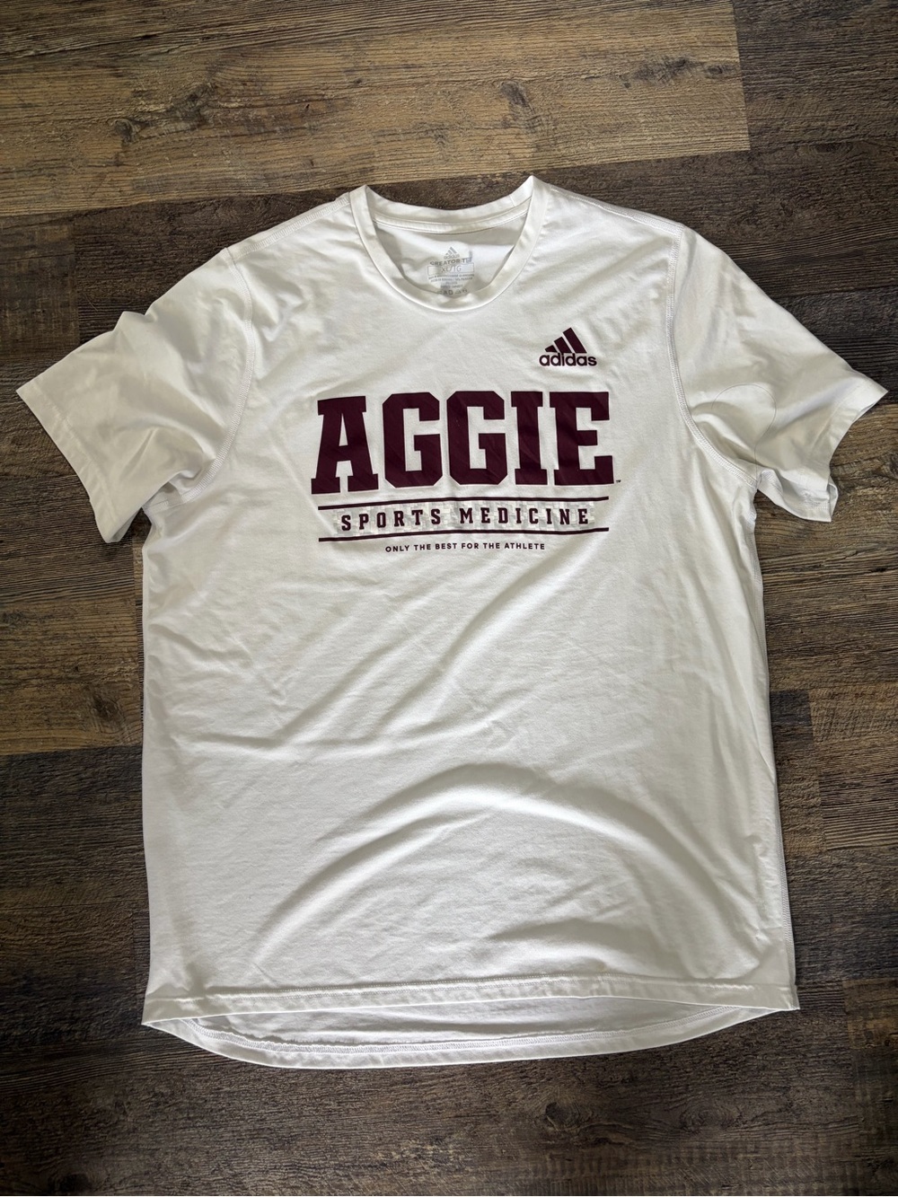 adidas White Short-Sleeve 'AGGIE Sports Medicine' Tee